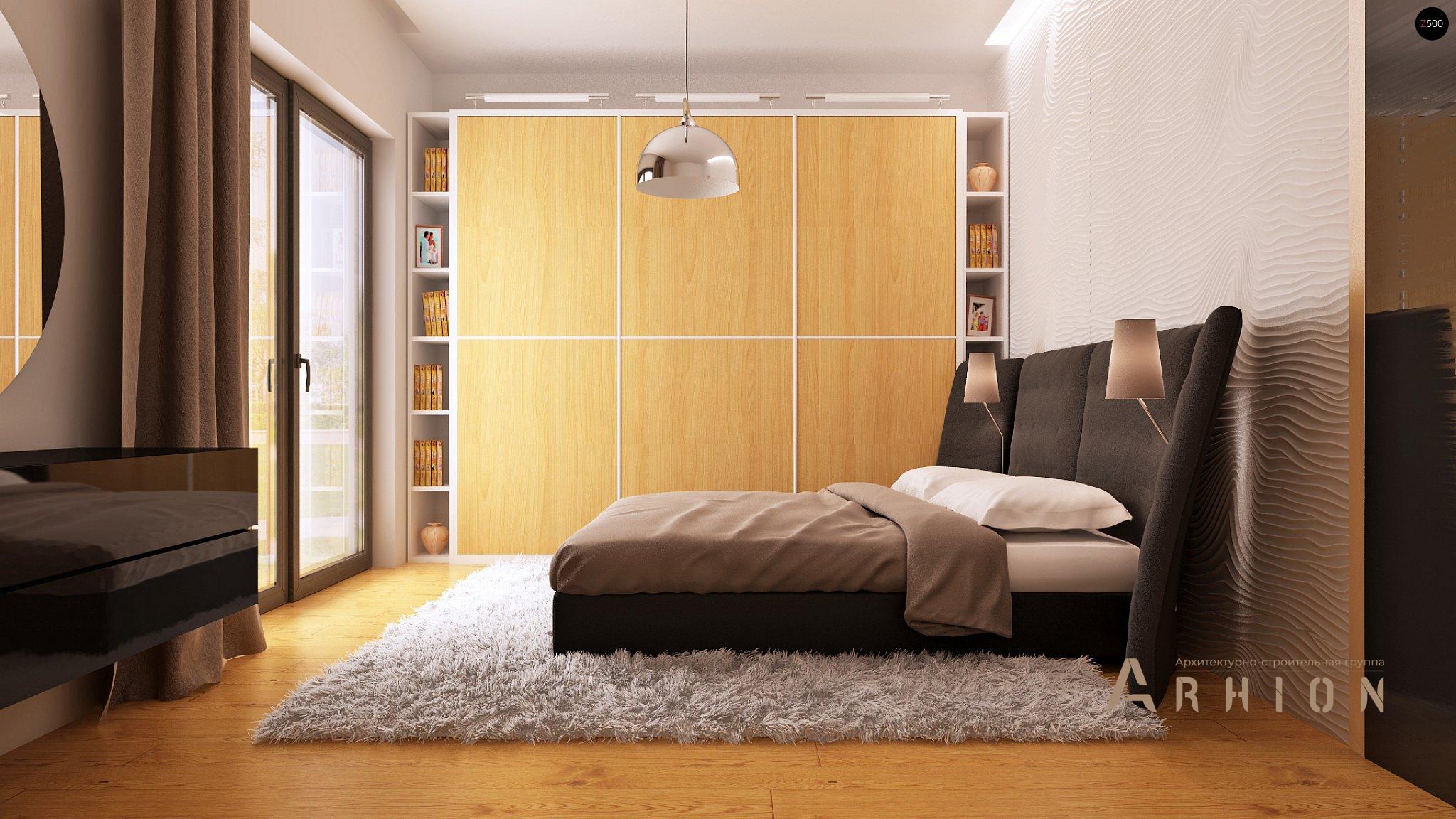 6. Проект одноэтажного дома в стиле минимализм с плоской кровлей , Zx100 v1, площадью - 168 кв c терассой, гаражом